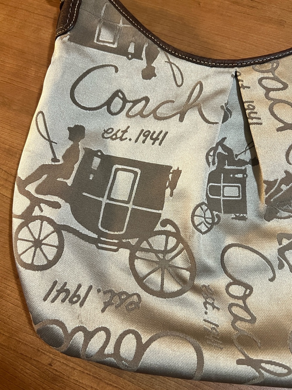 Coach Horse & Carriage Hobo Shoulder Cross Body Bag Tan Brown Vintage F14480 - Picture 2 of 9
